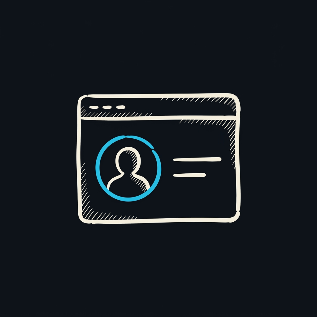 Hand-sketched browser window with a customer avatar