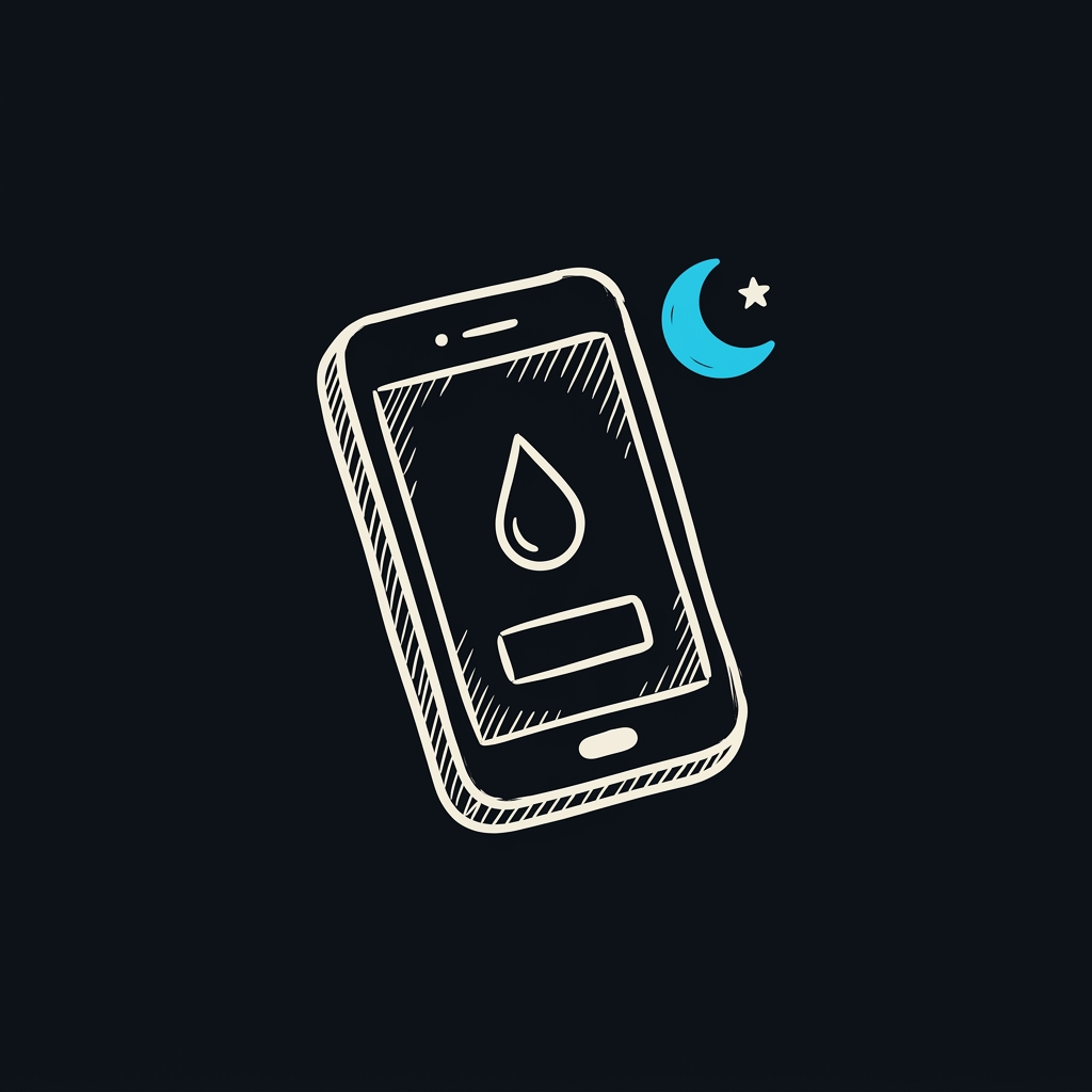 Hand-sketched phone placing an oil order under a crescent moon